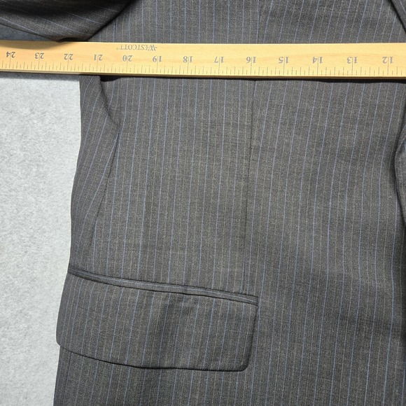 Chaps Ralph Lauren Blazer Mens Large Gray Pinstripe 2 Button Sport Coat - Picture 13 of 16